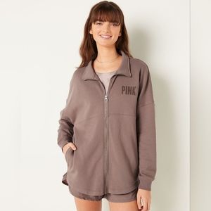 PINK Victoria's Secret Taupe Fleece Zip